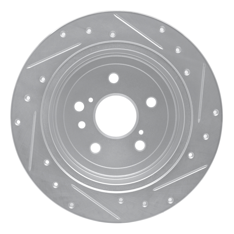 Toyota Venza Brake Rotor (1) - Rear Left - R1 Concepts - Drilled & Slotted - Silver - `09-`15